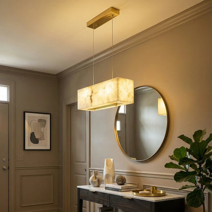 Rectangular Alabaster Box Shaped Pendant Lamp