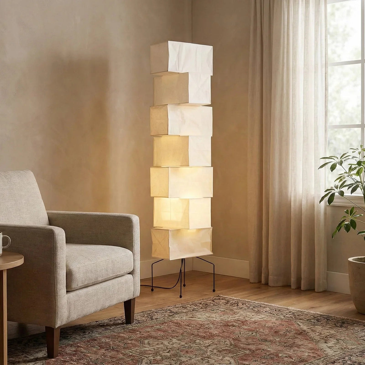 Akari Rectangular Stacked UF4-L10 Floor Lamp