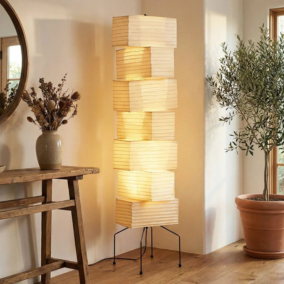 Akari Rectangular Stacked UF4-L10 Floor Lamp