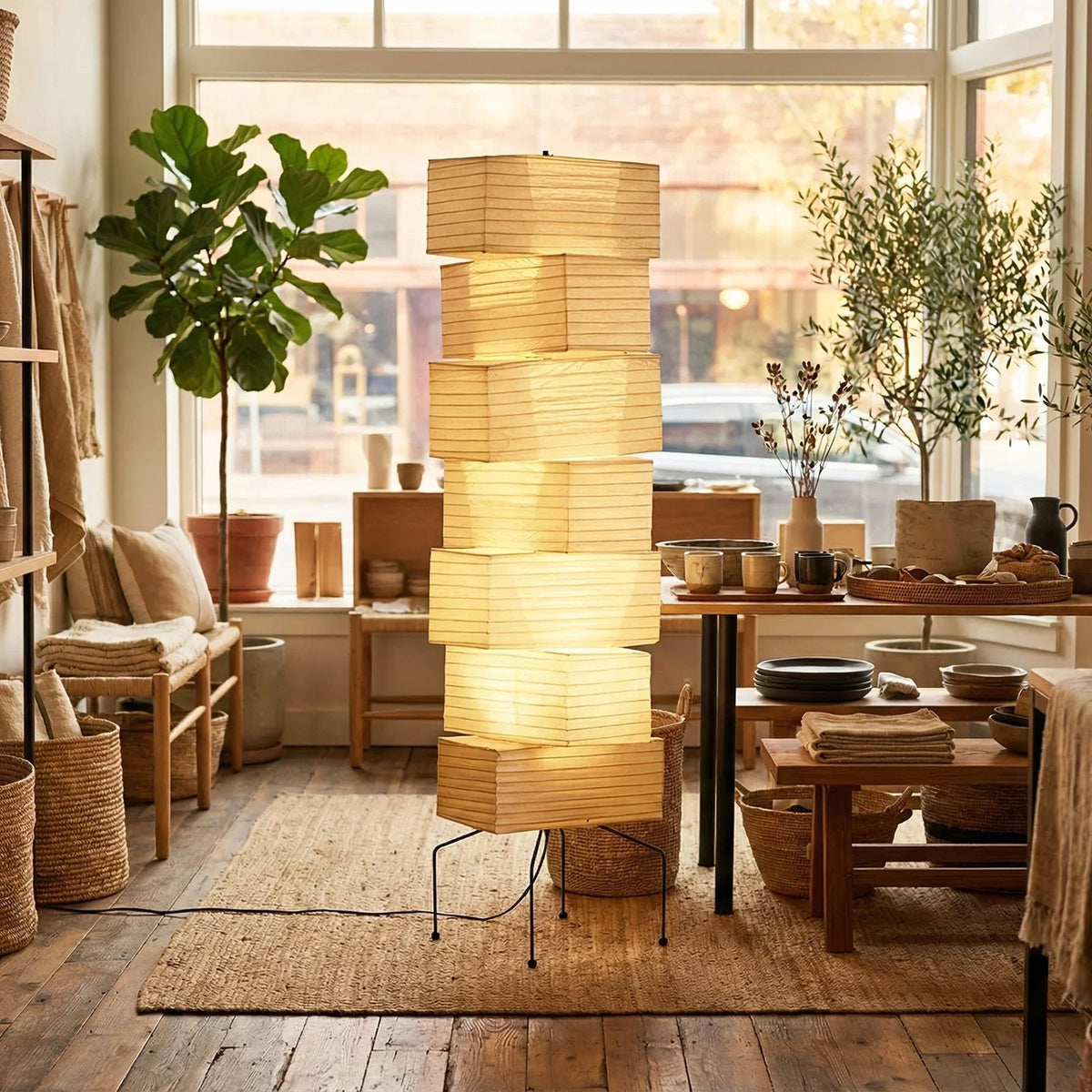 Akari Rectangular Stacked UF4-L10 Floor Lamp