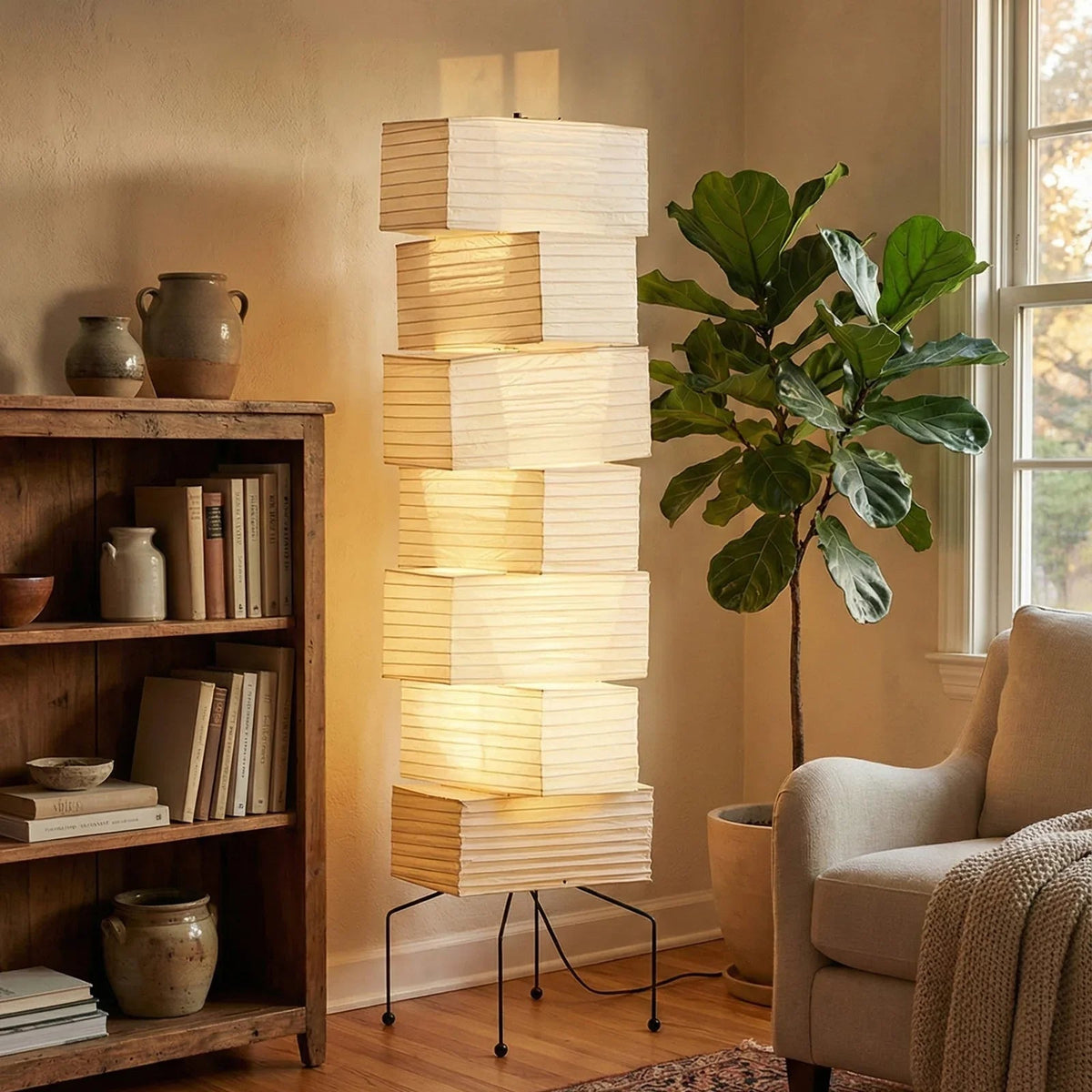 Akari Rectangular Stacked UF4-L10 Floor Lamp