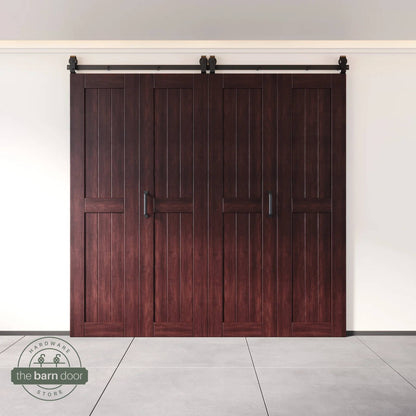 Biparting Bifold Barn Door Kit - 4 Doors with Black Hardware for Large Closet Openings