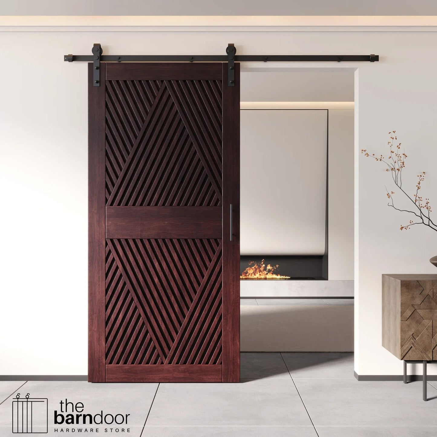 Pine Wood Barn Door DIY Kit - Diamond Pattern Sliding Door with Pre-Drilled Holes