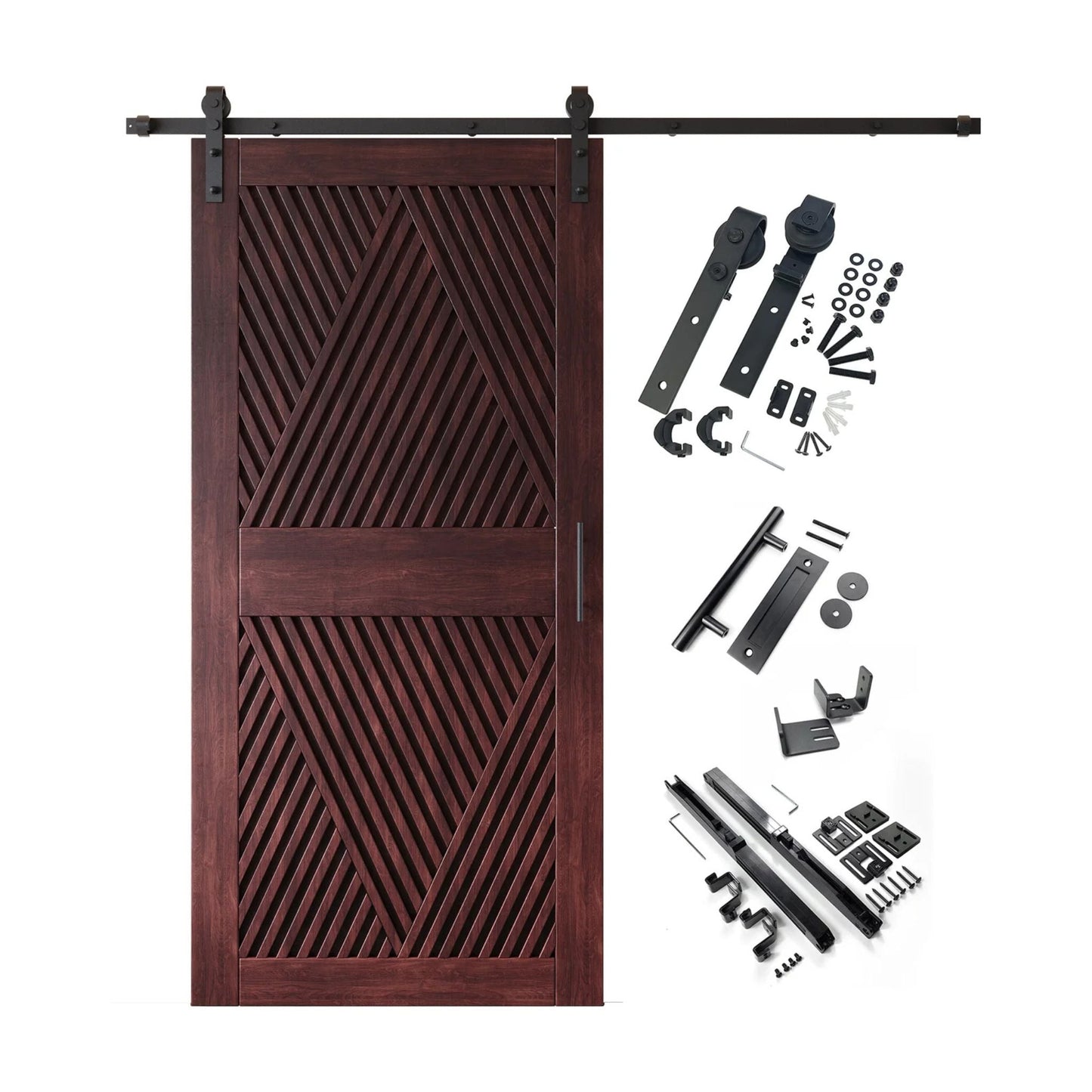 Barn Door Kit Diamond Pattern - Matte Black Hardware with 8 Custom Color Finishes