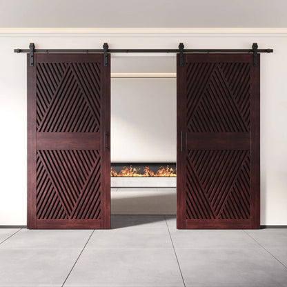 Double Barn Door Kit - Diamond Pattern with Matte Black Hardware & 8 Color Finishes