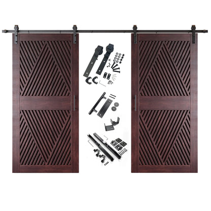 Double Barn Door Kit - Diamond Pattern with Matte Black Hardware & 8 Color Finishes