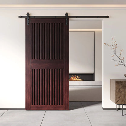 Vertical Slat Barn Door Kit - Black Hardware with DIY Unassembled System & Custom Finishes