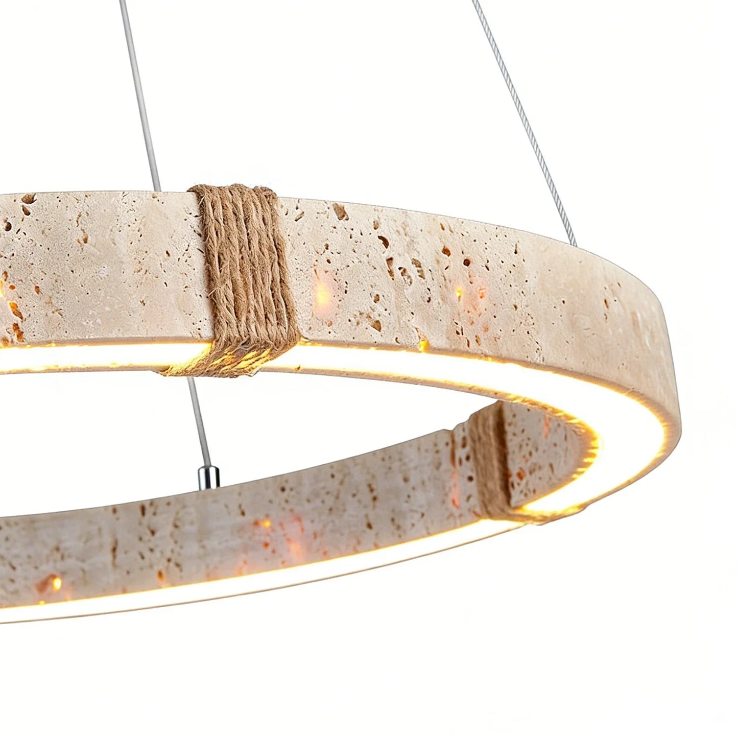 Ringor Minimalist Round Travertine Chandelier