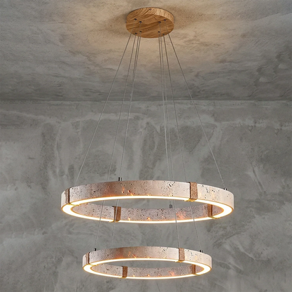 Ringor Minimalist Round Travertine Chandelier