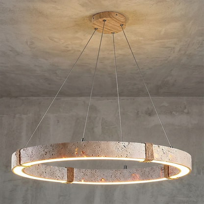 Ringor Minimalist Round Travertine Chandelier
