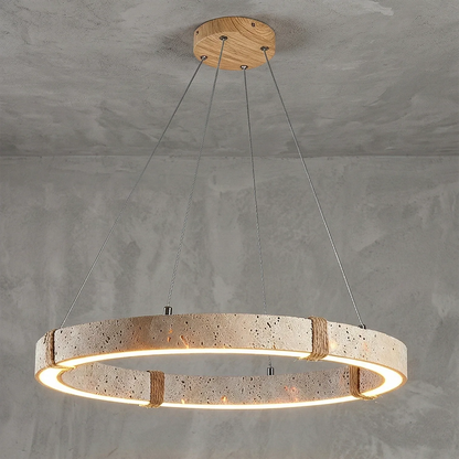 Ringor Minimalist Round Travertine Chandelier