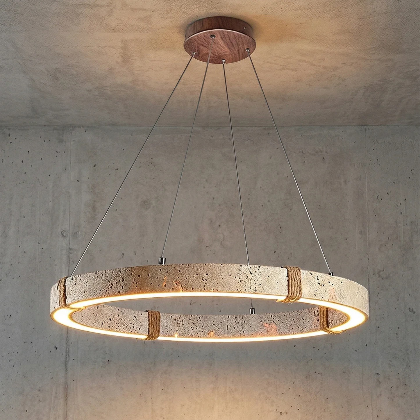 Ringor Minimalist Round Travertine Chandelier