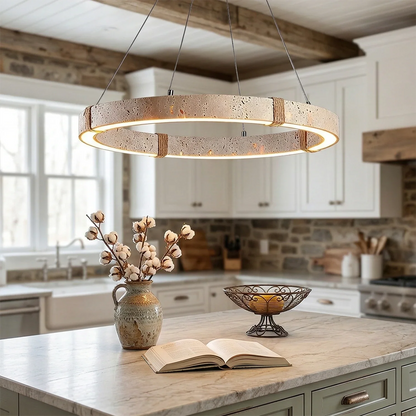 Ringor Minimalist Round Travertine Chandelier