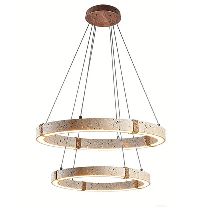Ringor Minimalist Round Travertine Chandelier
