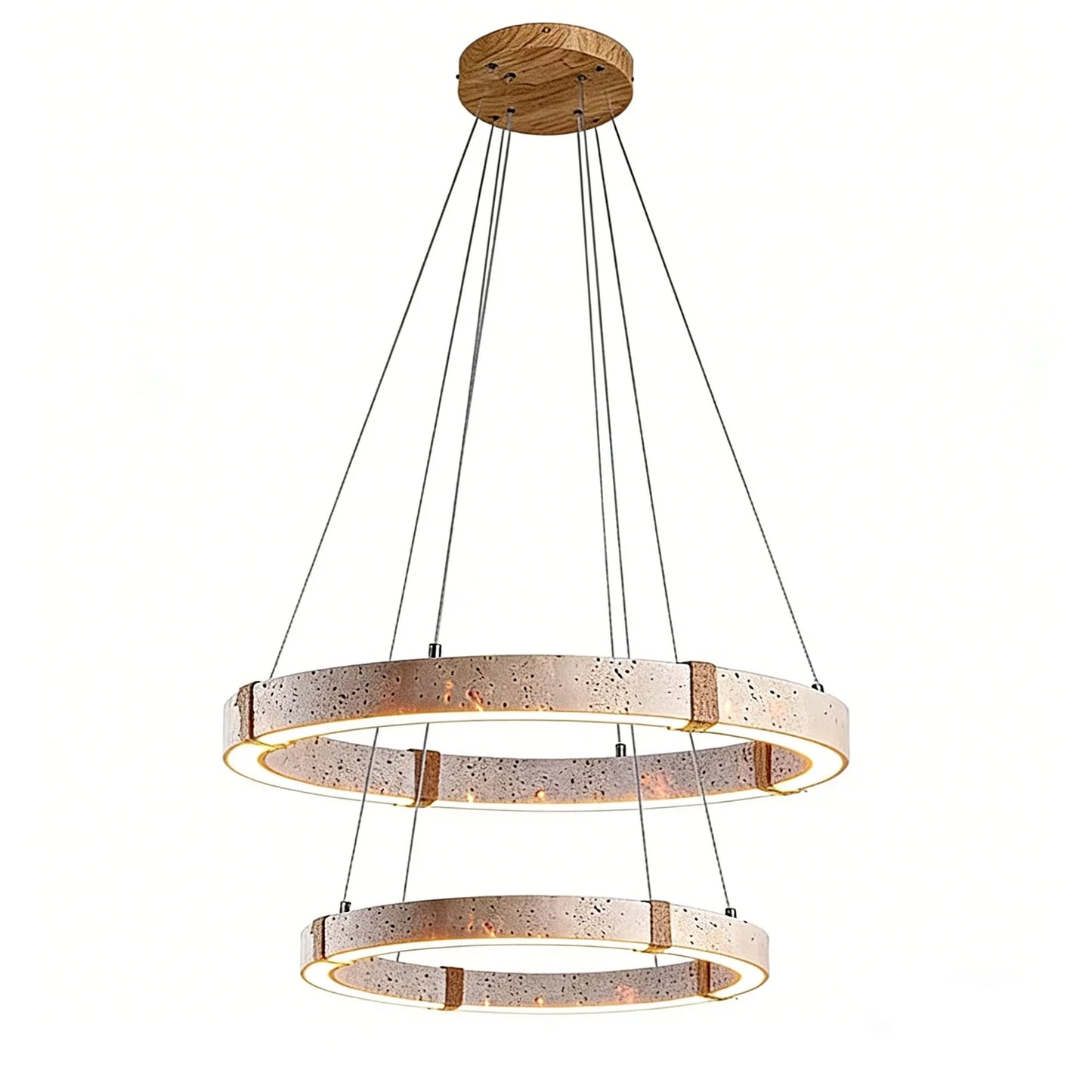 Ringor Minimalist Round Travertine Chandelier