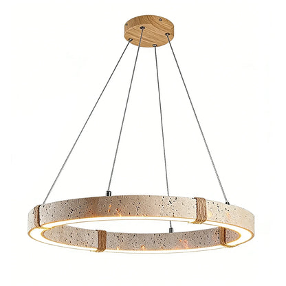 Ringor Minimalist Round Travertine Chandelier