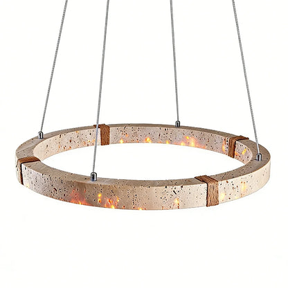Ringor Minimalist Round Travertine Chandelier