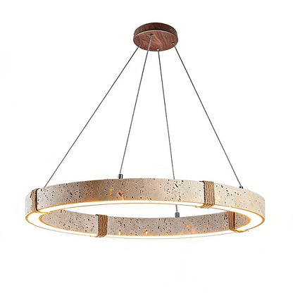 Ringor Minimalist Round Travertine Chandelier