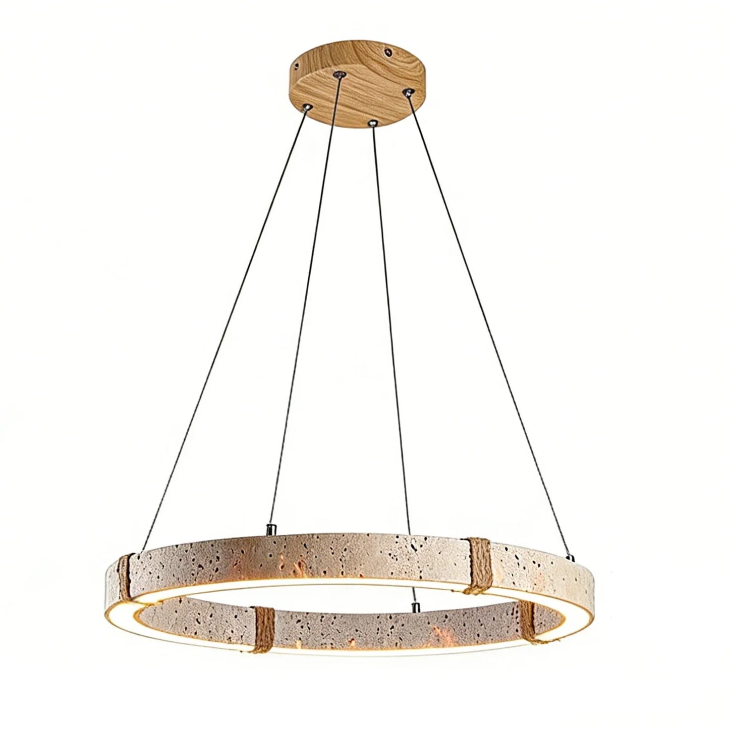 Ringor Minimalist Round Travertine Chandelier