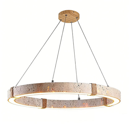 Ringor Minimalist Round Travertine Chandelier