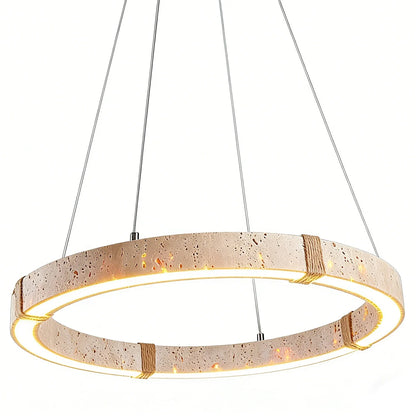Ringor Minimalist Round Travertine Chandelier