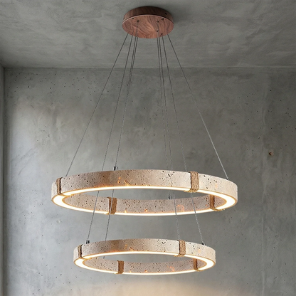 Ringor Minimalist Round Travertine Chandelier