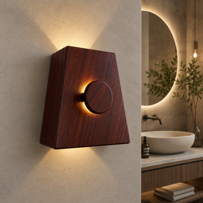 Wooden LED Wall Sconce, Modern Wood Wall Light, Handmade Wall Lamp, Minimalist Bathroom Bedroom Hallway Lighting