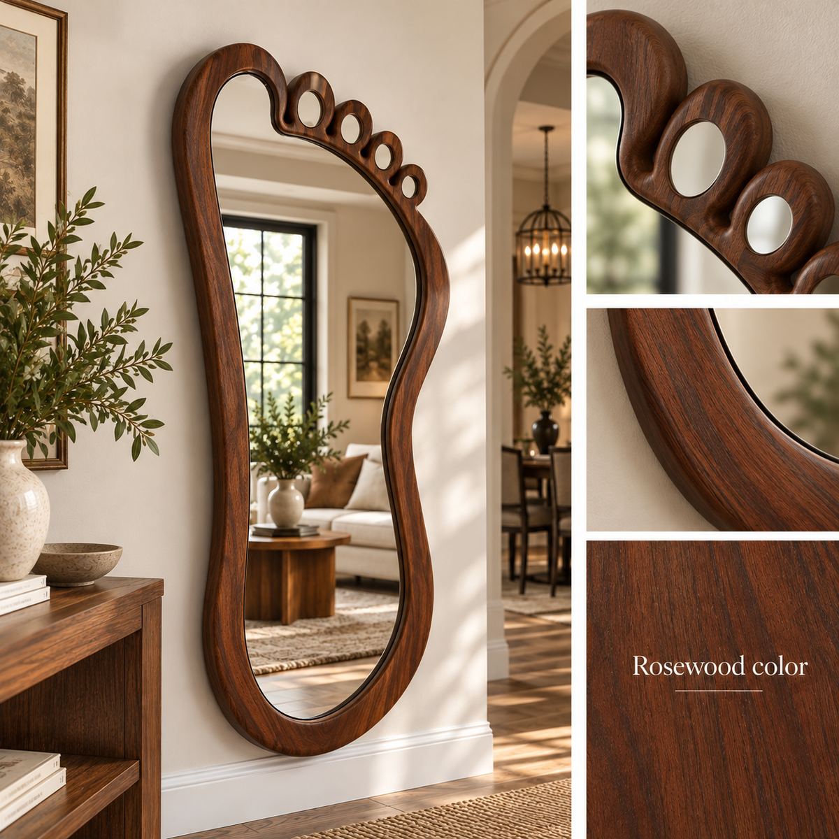 Footprint Wall Mirror, Solid Linden Wood Frame, Full Length Mirror