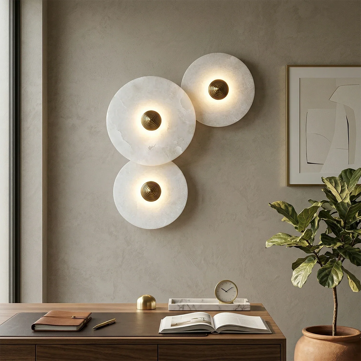 Round Alabaster Wall Lamp