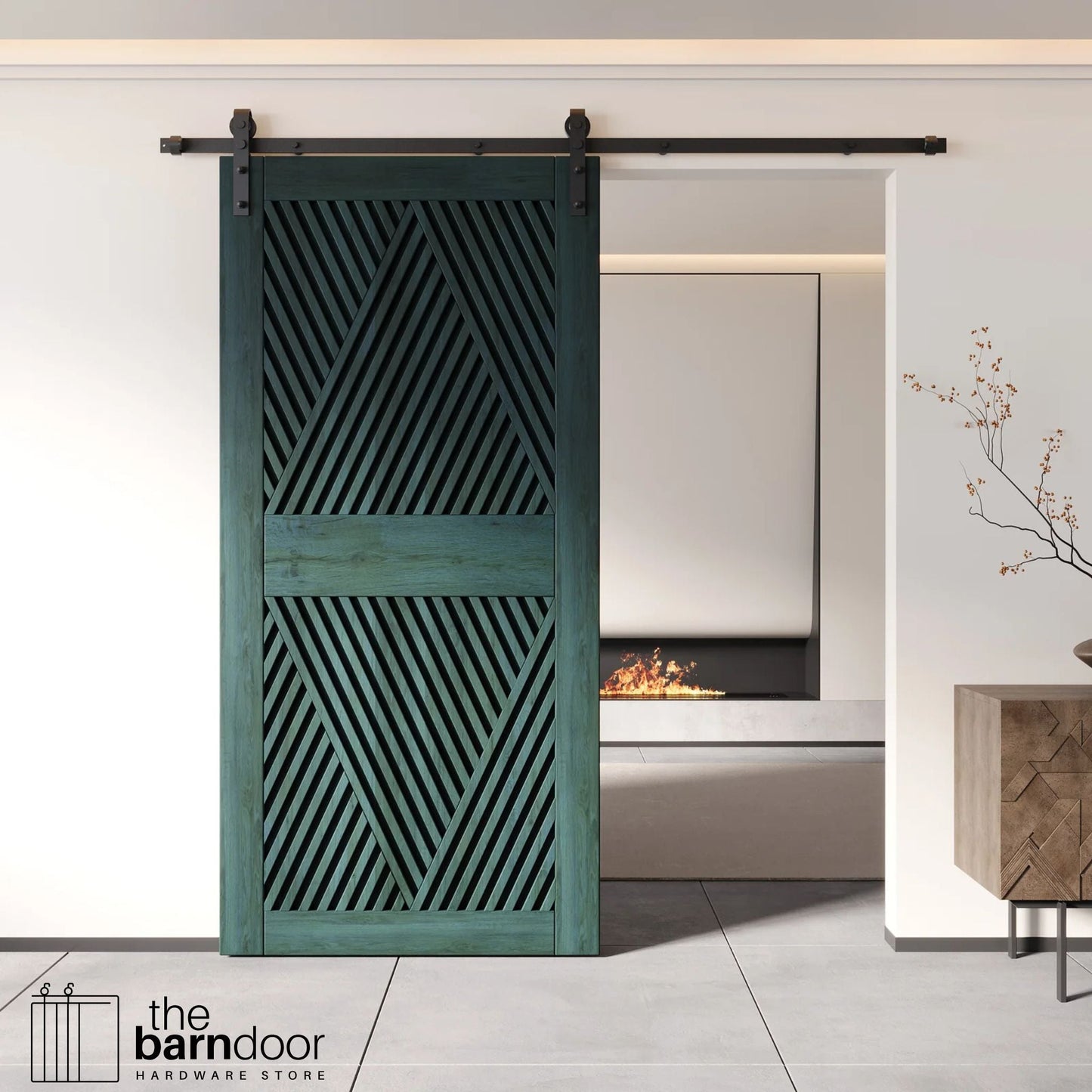 Pine Wood Barn Door DIY Kit - Diamond Pattern Sliding Door with Pre-Drilled Holes