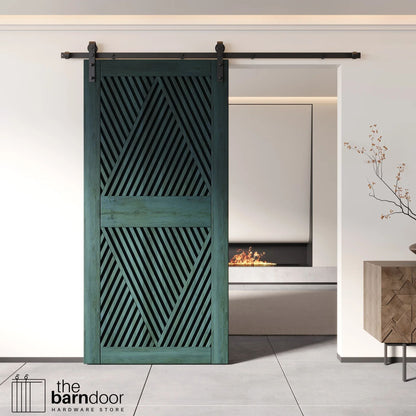 Pine Wood Barn Door DIY Kit - Diamond Pattern Sliding Door with Pre-Drilled Holes