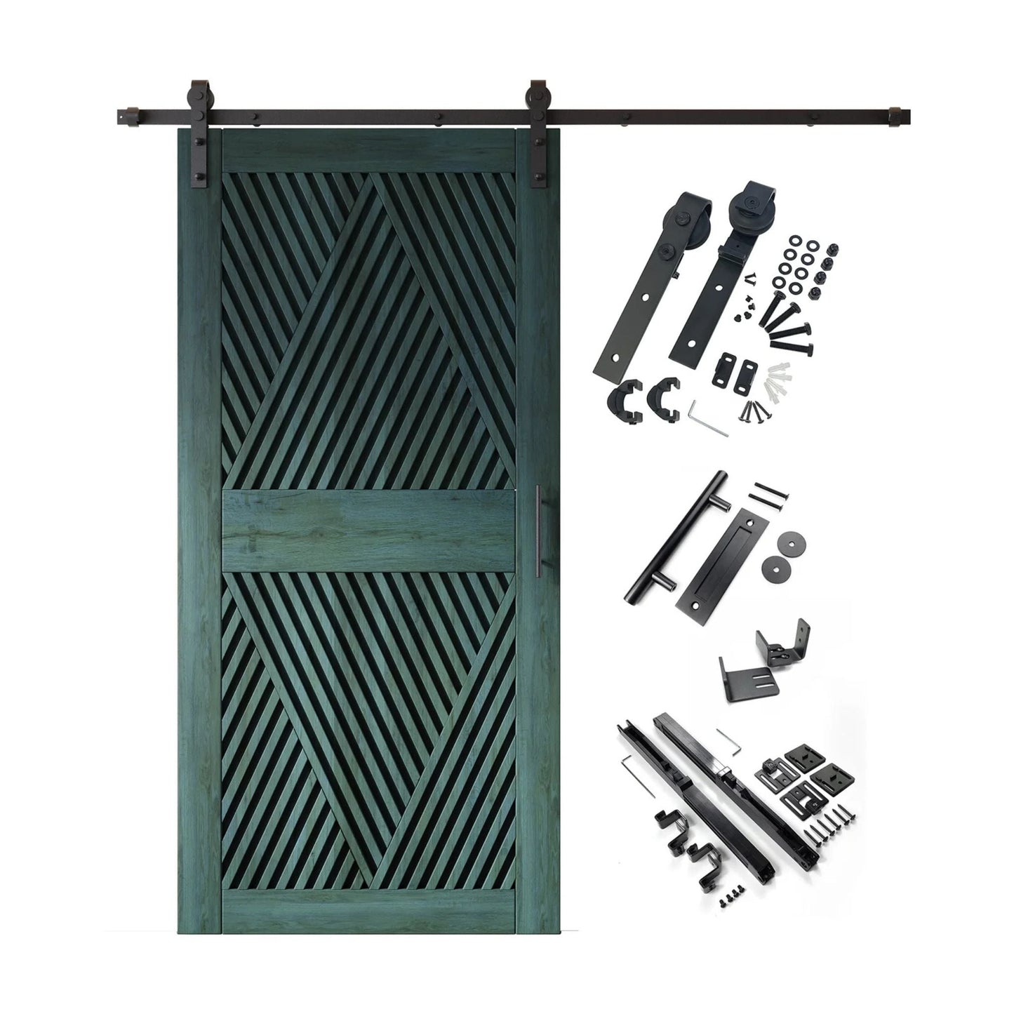 Barn Door Kit Diamond Pattern - Matte Black Hardware with 8 Custom Color Finishes