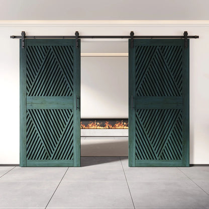 Double Barn Door Kit - Diamond Pattern with Matte Black Hardware & 8 Color Finishes