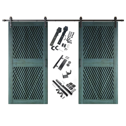 Double Barn Door Kit - Diamond Pattern with Matte Black Hardware & 8 Color Finishes