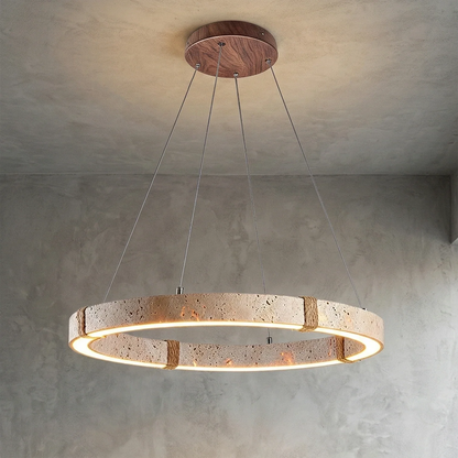 Ringor Minimalist Round Travertine Chandelier