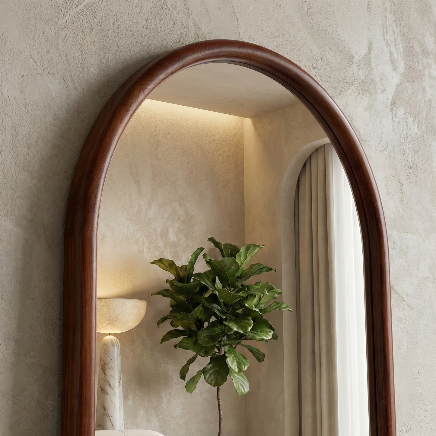 Arched Full Length Mirror – Natural Beech Wood Frame, Modern Elegance Home Decor
