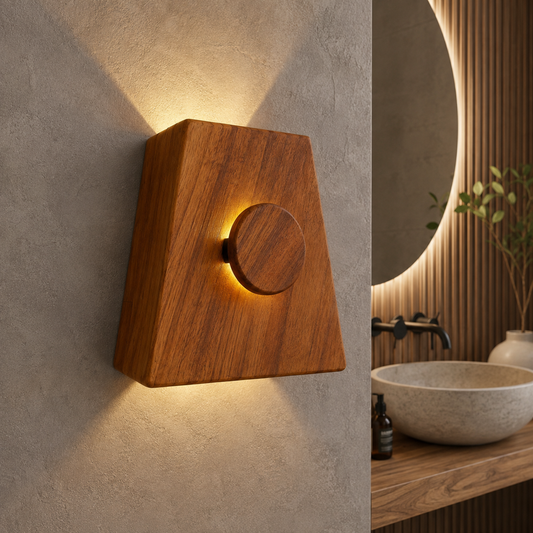Wooden LED Wall Sconce, Modern Wood Wall Light, Handmade Wall Lamp, Minimalist Bathroom Bedroom Hallway Lighting
