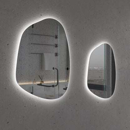 LED Bathroom Mirror Asymmetrical Design – Modern Organic Backlit Wall Mirror
