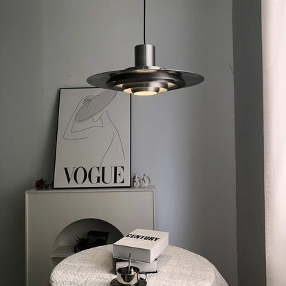Tiered Dish-Shaped Disc Pendant Light