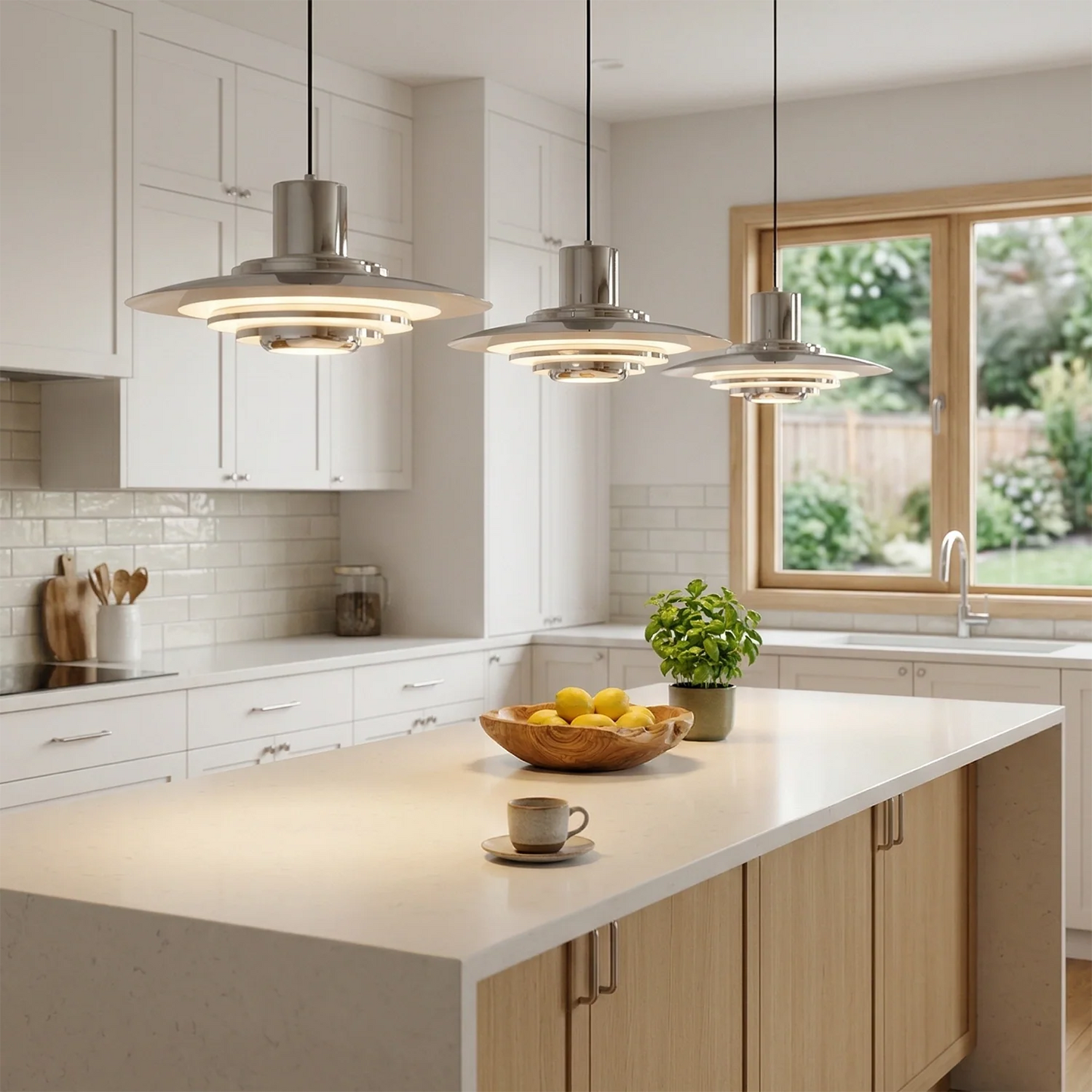 Tiered Dish-Shaped Disc Pendant Light