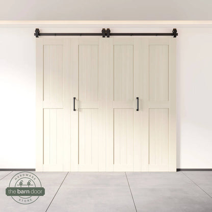 Biparting Bifold Barn Door Kit - 4 Doors with Black Hardware for Large Closet Openings