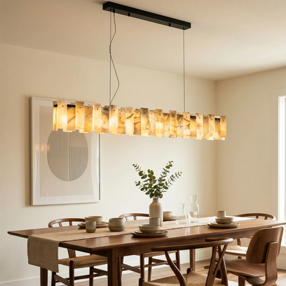 Tobacco-Hued Alabaster Chandelier