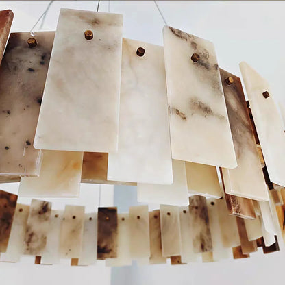 Tobacco-Hued Alabaster Chandelier