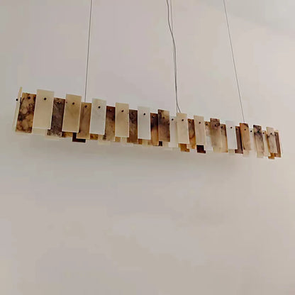 Tobacco-Hued Alabaster Chandelier