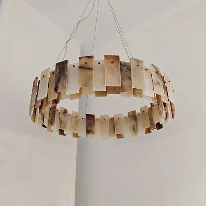 Tobacco-Hued Alabaster Chandelier