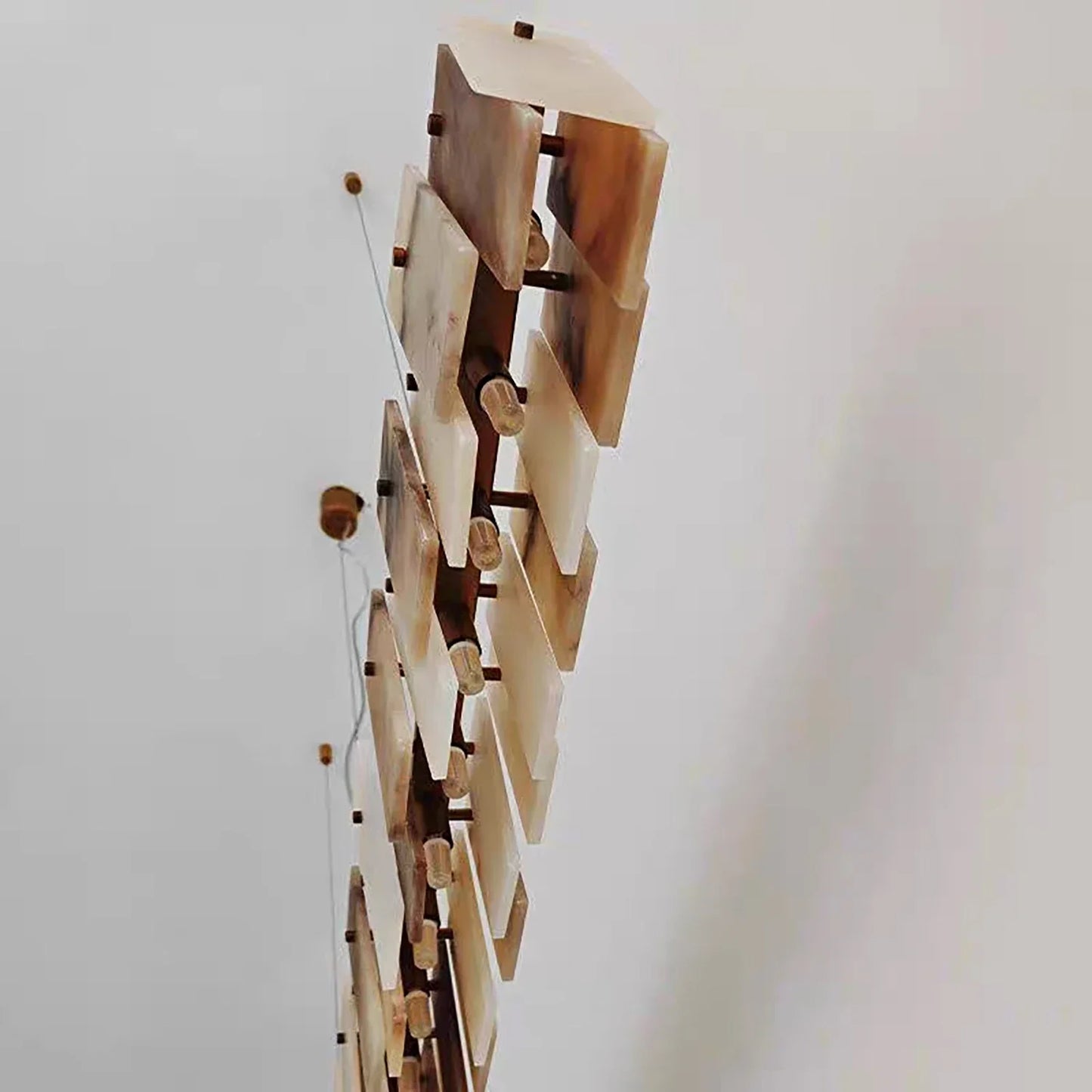 Tobacco-Hued Alabaster Chandelier
