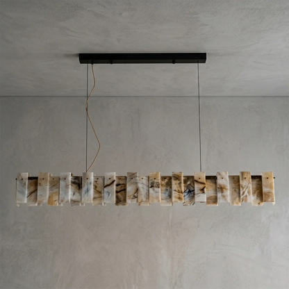Tobacco-Hued Alabaster Chandelier