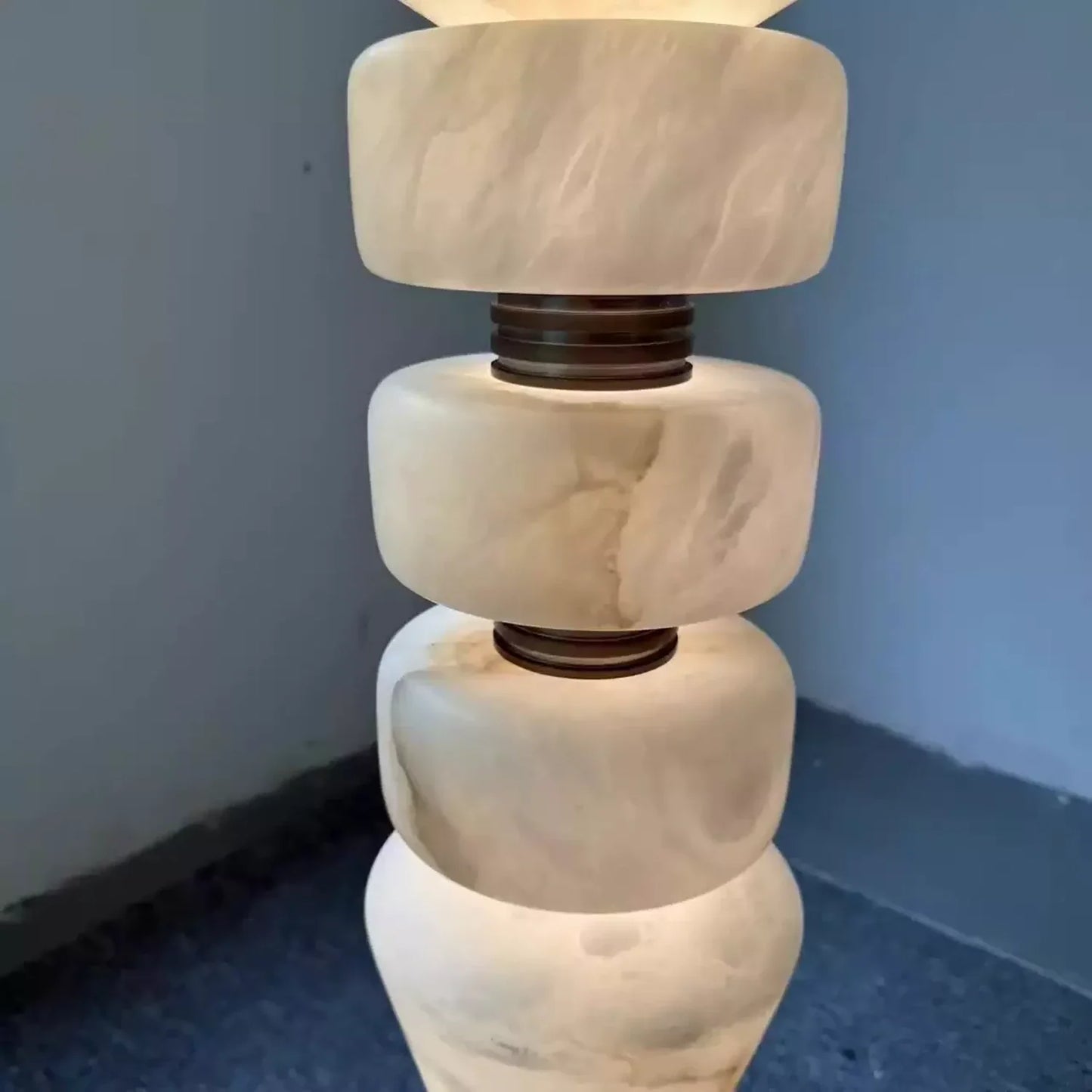 Totem Stacked Alabaster Floor Lamp
