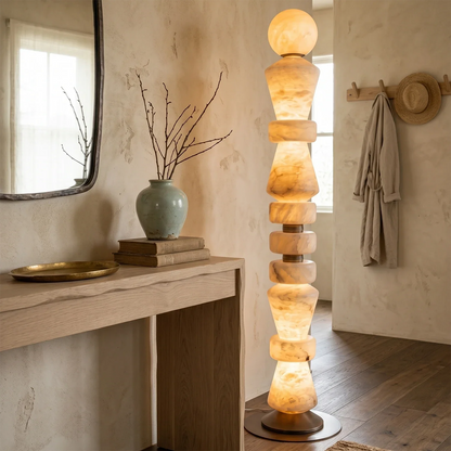 Totem Stacked Alabaster Floor Lamp