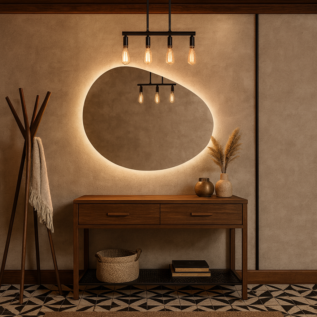LED Bathroom Mirror Irregular Shape – Modern Asymmetrical Backlit Vanity Wall Mirror